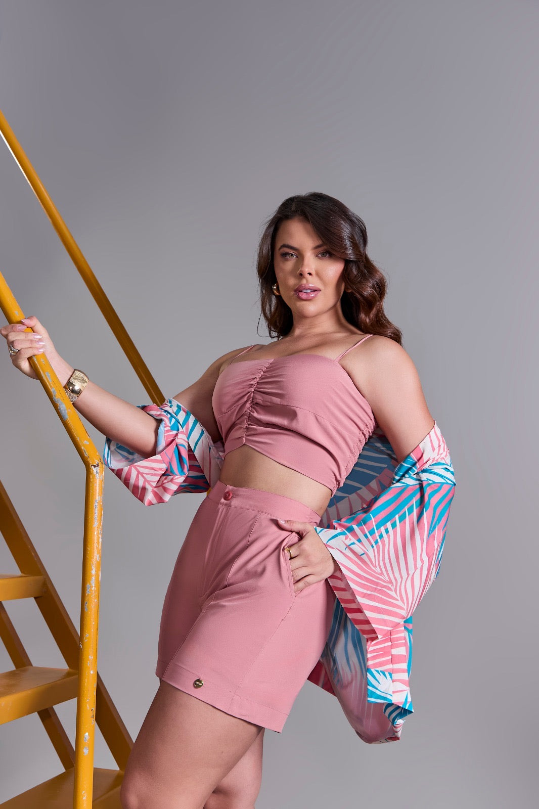 Ensemble trio kimono imprimé