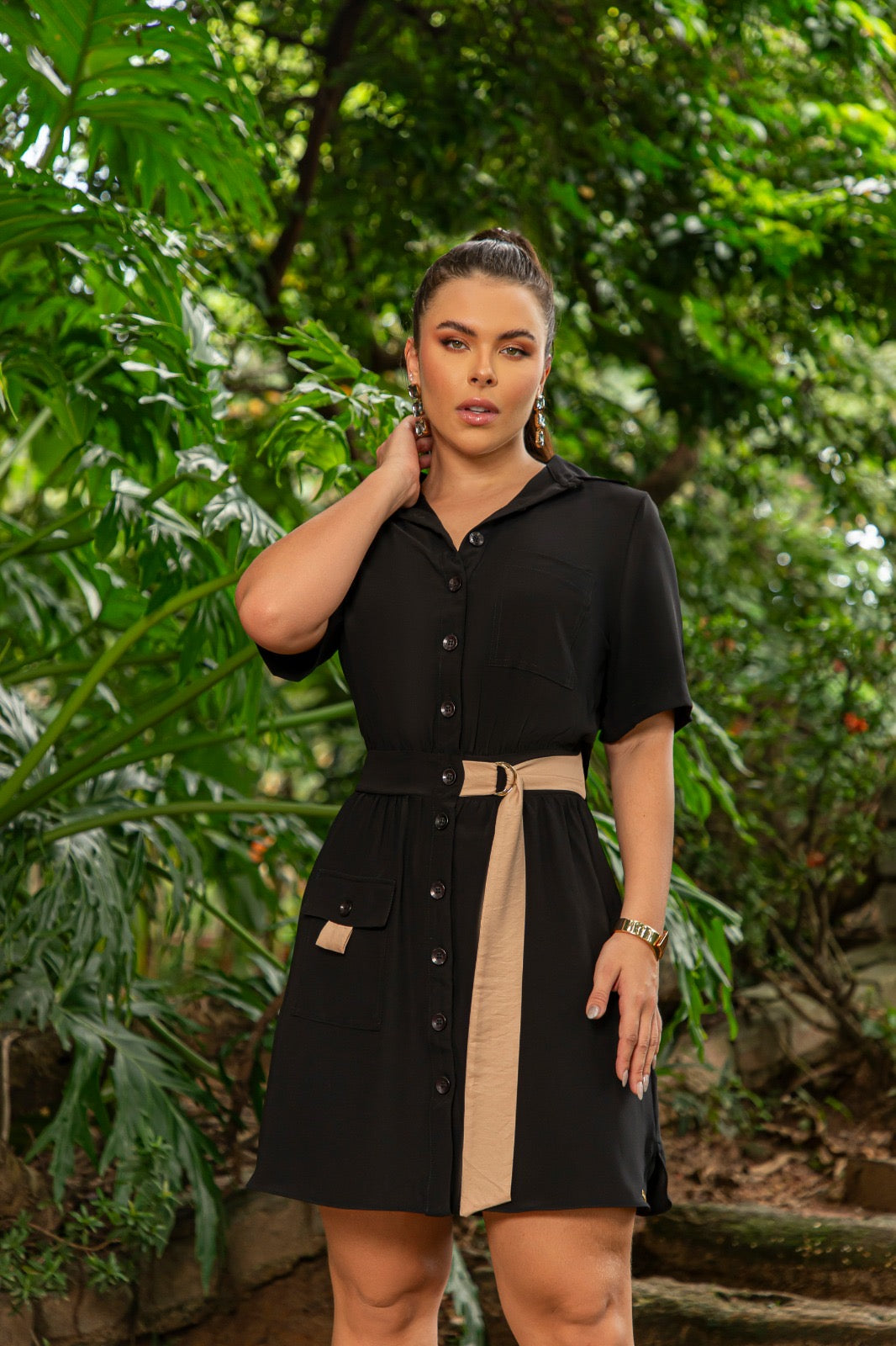 Robe chamisier avec ceinture et liens latéraux