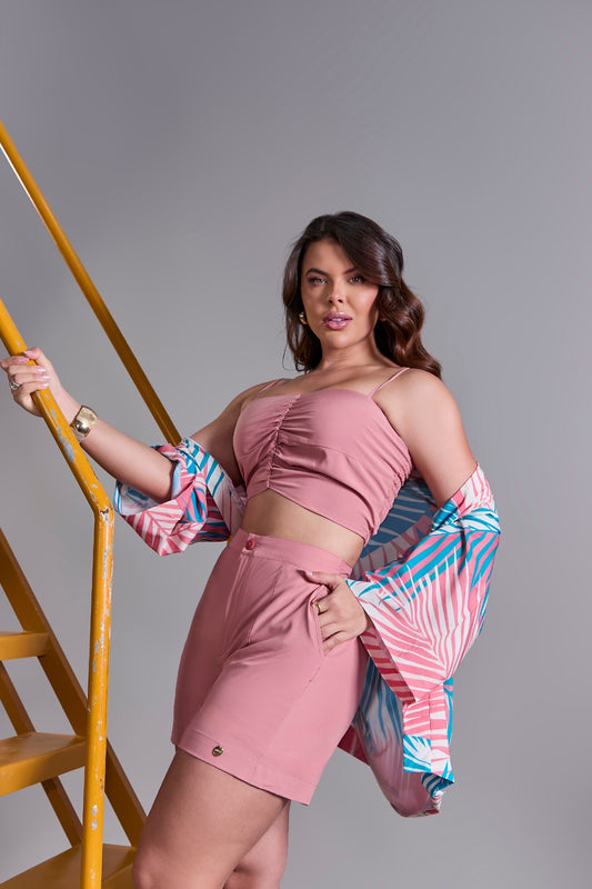 Ensemble trio kimono imprimé