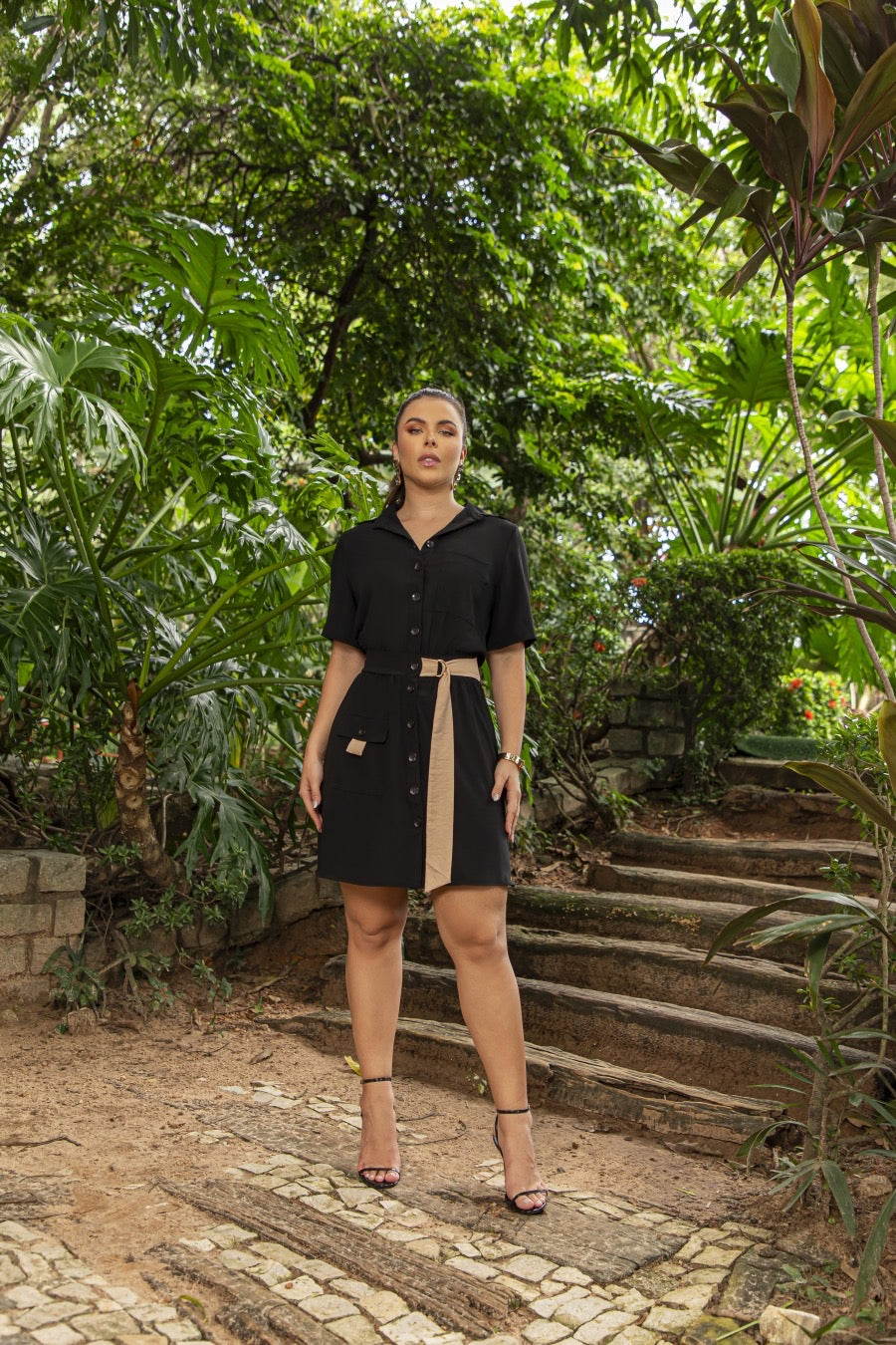 Robe chamisier avec ceinture et liens latéraux